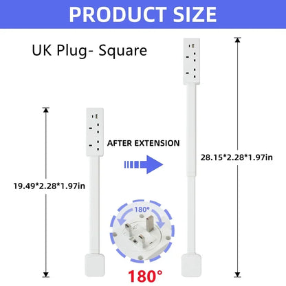 EU Electrical Wall Plug Rotates Electrical Outlet Extender Adjustable Length Power Outlets Extender Power Socket For Nightstand