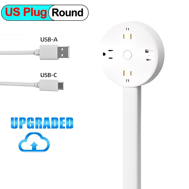 EU Electrical Wall Plug Rotates Electrical Outlet Extender Adjustable Length Power Outlets Extender Power Socket For Nightstand