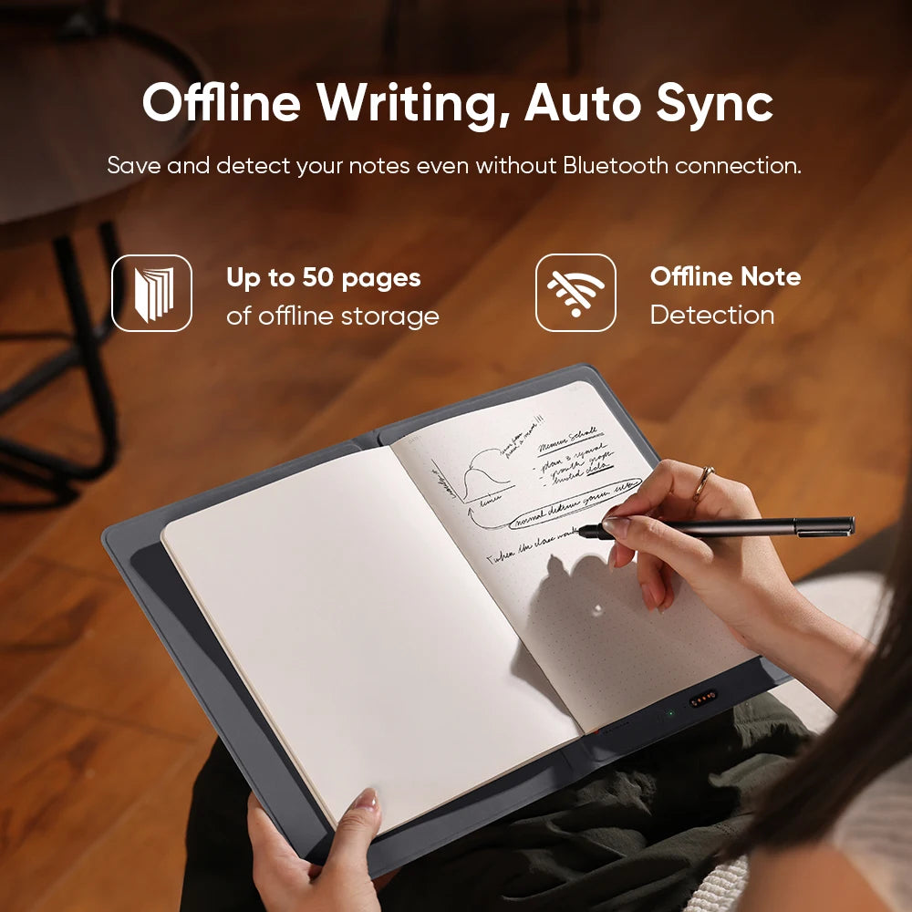 Smart Notebook XPPen Note Plus with A5 Paper 1000mAh Battery Smart Ink Pen Support Bluetooth connection to Android/iOS Devices